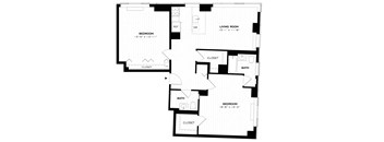 A black and white image of a floor plan for a house.