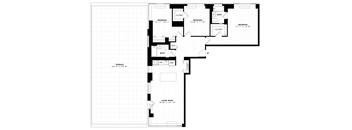 A black and white image of a floor plan for a house.