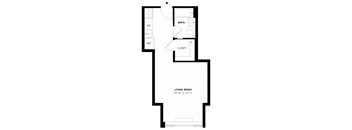 A drawing of a living room with a bathroom and a closet.