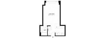 A drawing of a floor plan for a living room.