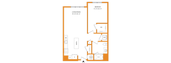 A floor plan of a house with a living room, dining room, kitchen, and bedrooms.