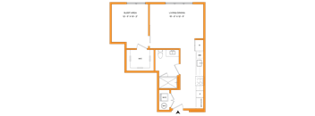 A floor plan shows a sleeping area of 12 feet by 5 feet and a living/dining area of 15 feet by 12 feet.