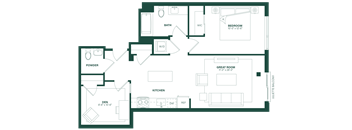 1 Bed/1.5 Bath Den-1K