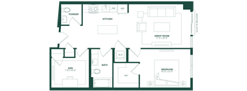 1 Bed/1.5 Bath Den-1L