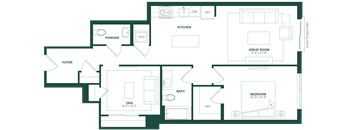 1 Bed/1.5 Bath Den-1M