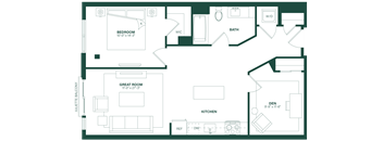 1 Bed/1.5 Bath Den-1N