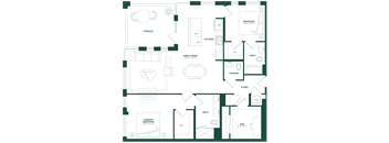 2 Bed/2.5 Bath Den-2L