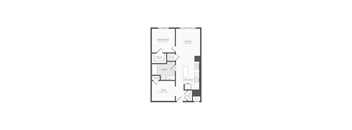 A floor plan of a one bedroom apartment.
