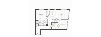 A black and white image of a floor plan for a house.