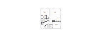 A black and white floor plan of a house with three bedrooms, a living room, a kitchen, and two bathrooms.