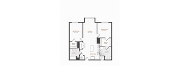 A black and white floor plan of a house with three bedrooms, a living room, a kitchen, a bath, and a walk-in closet.