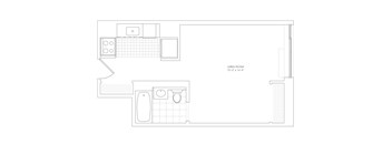 A floor plan of a living room with dimensions.
