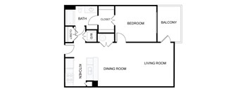 A black and white image of a floor plan for a home.