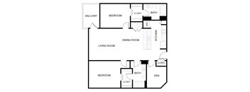 A black and white floor plan of a house with labeled rooms.