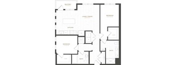 A black and white image of a house floor plan.
