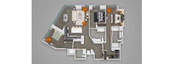 Three Bedroom 08 Floor Plan 1,658 sq.ft. at 1001 South State, Chicago, 60605