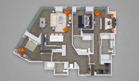 Three Bedroom 08 Floor Plan 1,658 sq.ft. at 1001 South State, Chicago, 60605