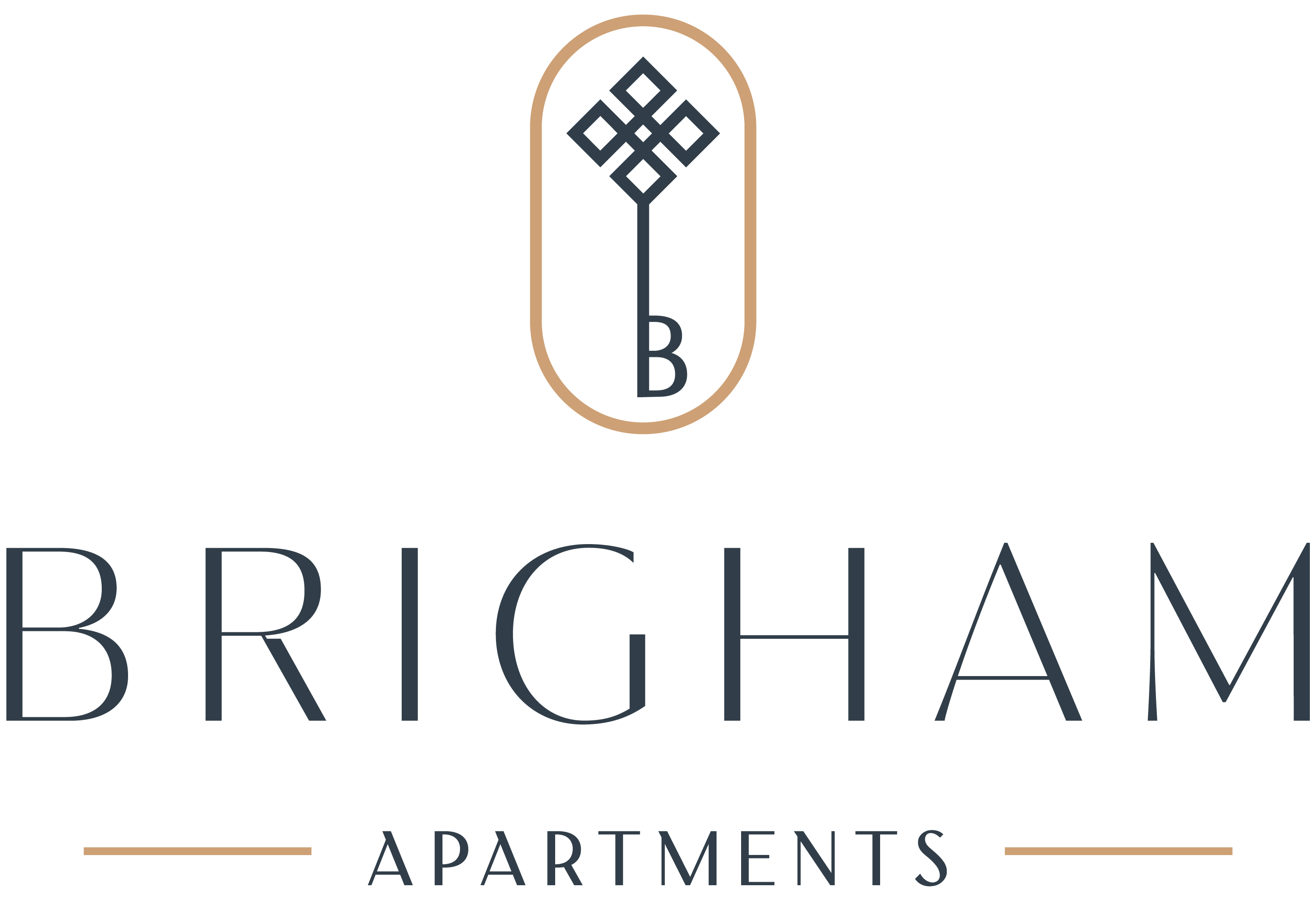 A logo for Brigham Apartments is displayed.