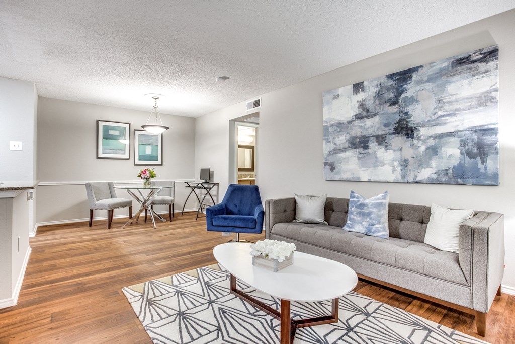 Open living and dining room concept.