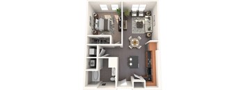 A1C 1 Bed 1 Bath Floor Plan Image