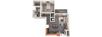A2A 1 Bed 1 Bath Floor Plan Image