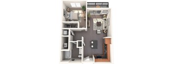 A5 1 Bed 1 Bath Floor Plan Image