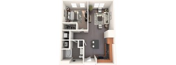 A6 1 bed 1 bath Floor Plan Image