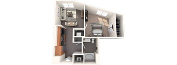 A7 1 Bed 1 Bath Floor Plan Image