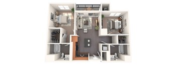 B1 2 Bed 2 Bath Floor Plan Image