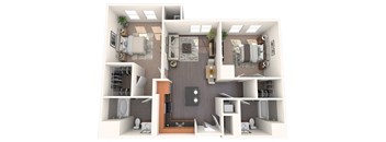 B1A 2 Bed 2 Bath Floor Plan Image