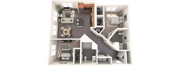 B2G2 2 Bed 2 Bath Floor Plan Image