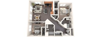 B2E 2 Bed 2 Bath Floor Plan Image