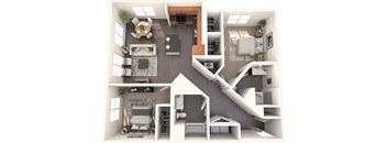 B2B 2 Bed 2 Bath Floor Plan Image