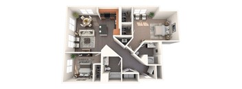 B2C 2 Bed 2 Bath Floor Plan Image