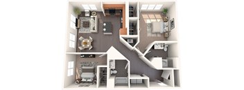 B3A 2 Bed 2 Bath Floor Plan Image