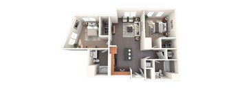 B6 2 Bed 2 Bath Floor Plan Image
