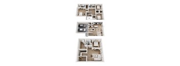 Three different floor plans of a house are shown.