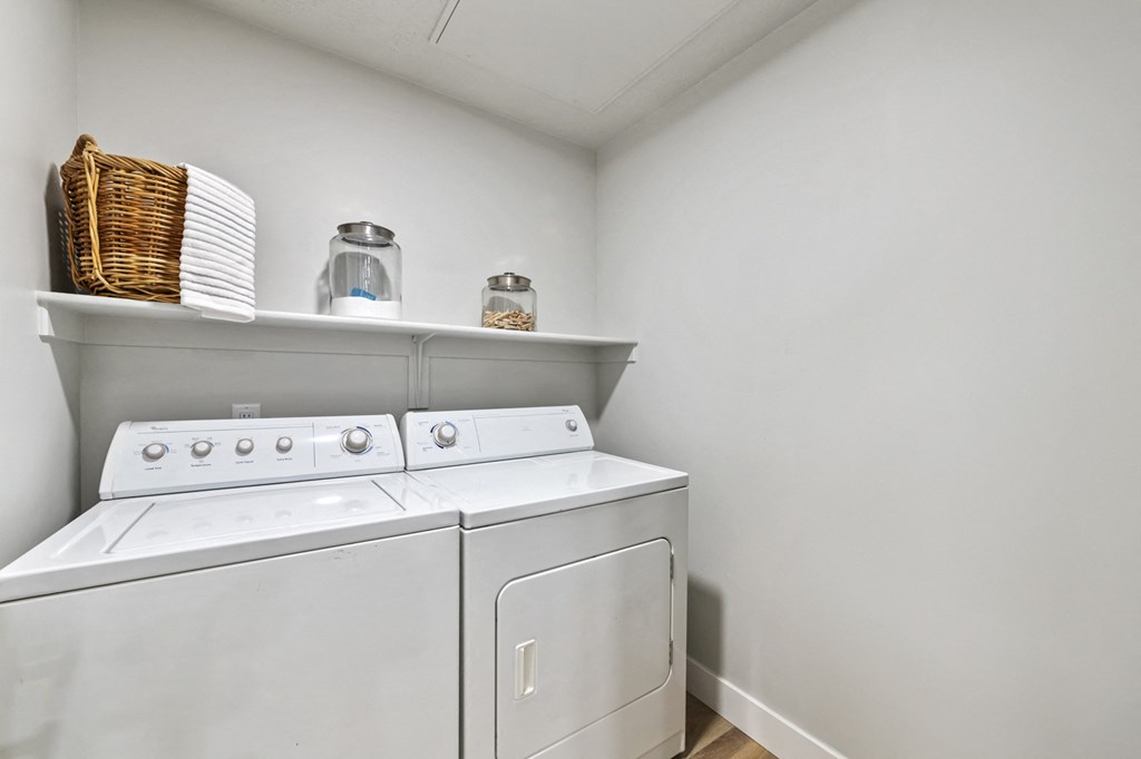 a washer and dryer in a laundry room