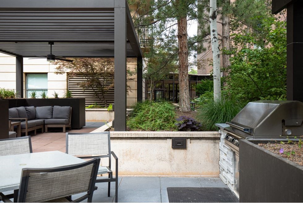 Courtyard BBQ next to seating area