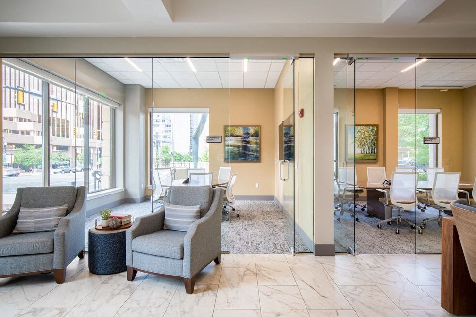 Two conference rooms with glass doors