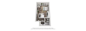 a stylized floor plan of a 1 bedroom floor plan