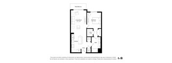 a floor plan of an apartment with 1 bedroom and  bathroom