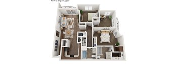 a 3d drawing of a floor plan of a house