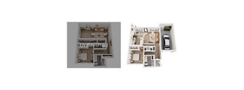 Two floor plans of an unfinished apartment.