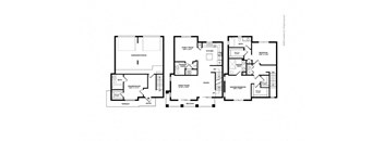 Three floor plans for a house with a garage and a loft.