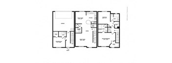 A floor plan of a house with two bedrooms and a garage.
