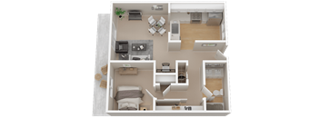 One-Bedroom Floor Plan with 710 Sq. Ft. at 1038 On Second in Lafayette