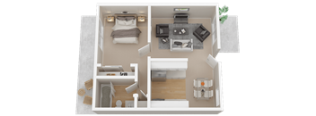 One-Bedroom Floor Plan with 540 Sq. Ft. at 1038 On Second, Lafayette, CA 94549