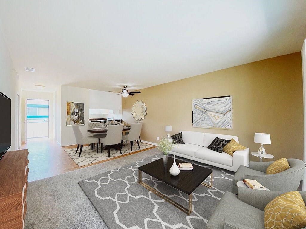 Modern Living Room With Dining Area at Oak Pointe, California
