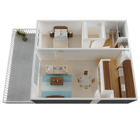 One-Bedroom, One-Bath Floorplan with 540 Sq. Ft. in San Jose, CA 95122